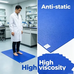 Reinforced Edge Blue PE Sticky Floor Mat with Anti-Static Properties for Food Processing Plants and Workshops