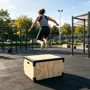 Reinforced Edge Wooden 3-in-1 Plyometric Jump Box with Anti-Slip Surface for Home Gym