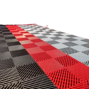 Removable Click Interlocking Drainage Floor Tiles Anti Slip Garage Floor Tiles PP for Indoor Car Wash & Detailing Workshop