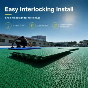 Removable Full-Size Home Yard Basketball Court Plastic Interlocking Flooring Tiles Shock Absorption