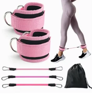 Resistance Ankle Strap Set with D-Ring Cuffs for Pull-Up and Fitness Training