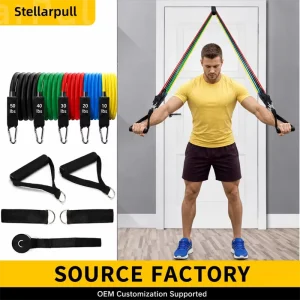 Resistance Band Set 11 Piece TPE Pull up Yoga Bands Full Body Strengthening with Door Anchor