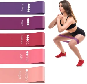 Resistance Band Set of 5 for Women and Men Stretch Bands for Exercise Physical Therapy Arms Legs Workout Stretching