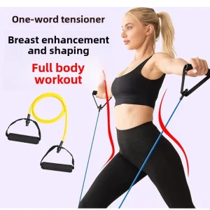 Resistance Band Set with Elastic Pull Cords for Back and Arm Training and Neck Stretching