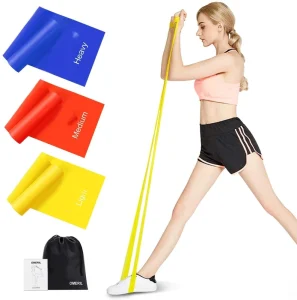 Resistance Band Set with Long Exercise Bands for Physical Therapy, Gym, and Yoga