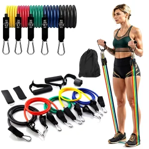Resistance Bands Set with Handles, Door Anchor, and Ankle Straps for Home Gym Strength Training
