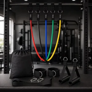 Resistance Bands Workout Set 11-Piece TPE Elastic Bands with Handles Door Anchor for Full-Body Home Gym Training