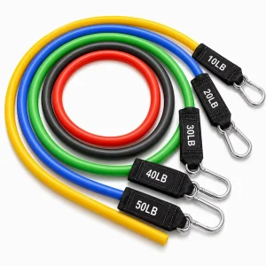 Resistance Bands for Working Out with Handles, TPE 5-Level Stackable Set for Home Gym Strength Training