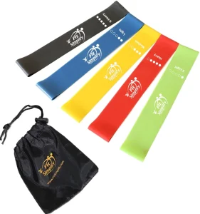 Resistance Loop Exercise Bands with Instruction Guide and Carry Bag Set of 5