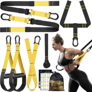 Resistance Training Kit with Exercise Bands and Suspension Trainer for Home Gym Workouts
