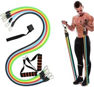 Resistance Tube Exercise Bands with Handles Door Anchor Ankle Straps 5 Resistance Levels Exercise Bands for Power Training