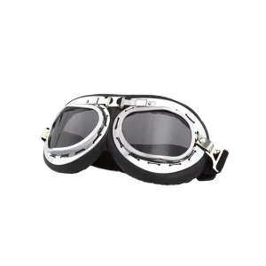 Retro Full-Rim ABS Motorcycle Goggles with Replaceable HD UV-Protection Lenses and Wind-Sand Protection