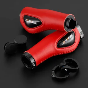 Retro PU Leather Lock-On Bike Grips Hand-Stitched Anti-Slip MTB Road Bicycle