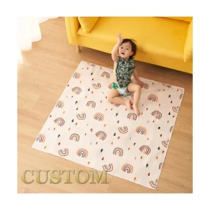 Reusable Washable Waterproof Anti-Slip Fabric Baby Splat Mat for Under High Chair
