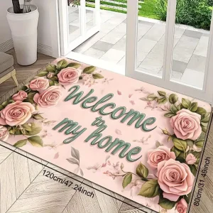 Reversible Floral Doormat Foot Mat for Home Entrance Dirt Resistant Wear Resistant Carpet