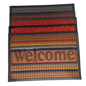 Reversible Jacquard Loop Pile Door Mat Anti-Slip Easy-Clean Puzzle Rubber Mat for Indoor and Outdoor Use