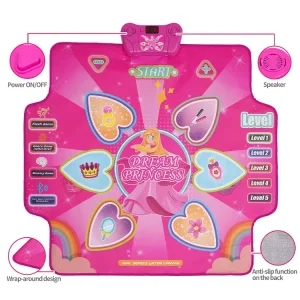 Rhythm Step Dance Mat with LED Lights, Adjustable Volume, Built-In Music, and Bluetooth