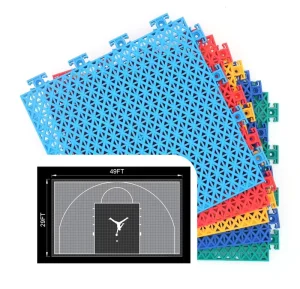 Rice Grid Pattern Sports Floor Panels Solid Surface Interlocking PVC Flooring Resilient Cushion Mat