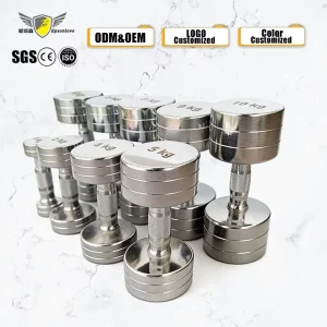 Round Chrome Stainless Steel Dumbbell Set for Strength Training