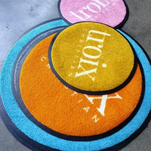 Round Custom-Printed Nylon Rubber Logo Doormat for School Entrances