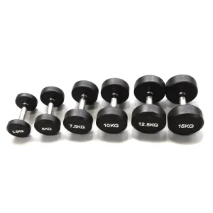 Round-Head Rubber-Coated Cast Iron Dumbbells for Home Fitness Workout
