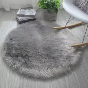 Round Plush Washable Carpet Mat for Bedroom, Study, Tent, or Play