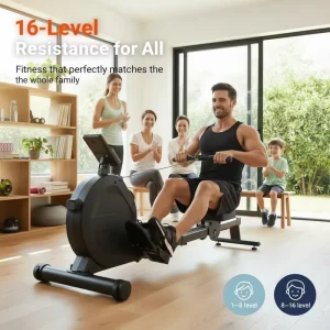 Rowing Machine, 16-Level Manual Magnetic Resistance, Indoor Cardio Rower