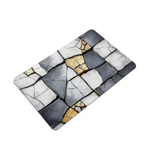 Rubber Bath Mat Broken Stone Tile Style Non-Slip Water-Resistant Super Absorbent Fast-Drying Easy-Clean 0.1-0.2 Inch