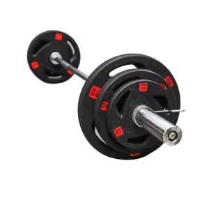 Rubber Cast Iron Barbell with 20 kg Free Weight Plate Three-Hole Handle