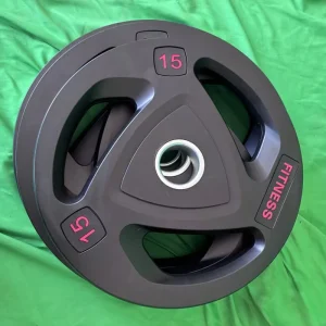Rubber-Coated Cast Iron 3-Hole Weight Plate for Strength Training