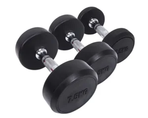 Rubber Coated Cast Iron Hex Fixed Dumbbell with Chrome Handle 5-25kg