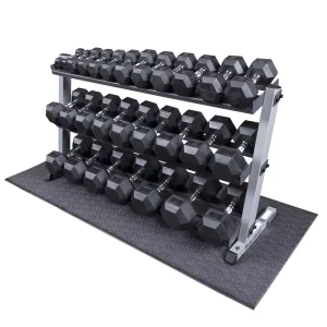 Rubber-Coated Dumbbell Set with Rack 5LB 70LB