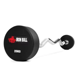 Rubber-Coated Durable Straight and Curl Barbells