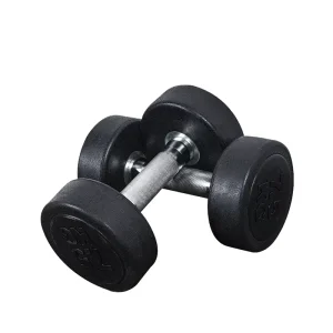 Rubber-Coated Fixed Dumbbells with Round Grip and Solid Steel Core
