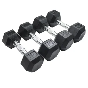 Rubber-Coated Hex Dumbbell Set Cast Iron Free Weights for Gym and Home Training