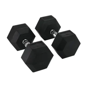 Rubber-Coated Hex Dumbbell Set, Fixed Steel Weights for Gym Training