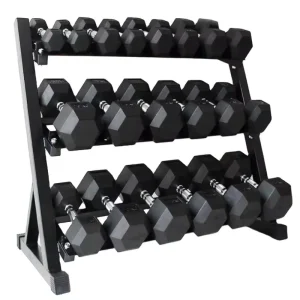 Rubber-Coated Iron Hex Dumbbell Set for Strength Training