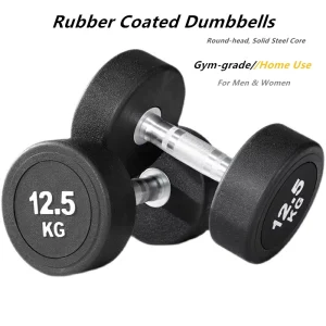 Rubber-Coated Solid Steel Dumbbell Set, Home and Gym Use