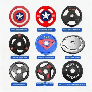 Rubber-Coated Steel Barbell Plates, Bell Plate Pole, Colorful Round-Head Hummer-Style, Large-Bore Fitness Equipment