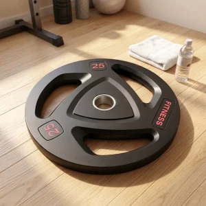 Rubber-Coated Three-Hole Bumper Weight Plates for Weightlifting