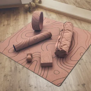 Rubber Cork Yoga Mat Set, 3mm, with Wheel, Strap, Blocks and Ball