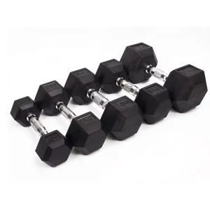 Rubber-Encased Hex Dumbbell Set