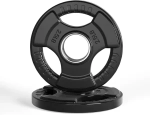 Rubber Grip Solid Cast Iron Weight Plates for Barbell Strength Training Home Gym