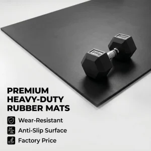 Rubber Gym Flooring Mat 100cm x 100cm Wrestling Protective Recycled Anti-Slip