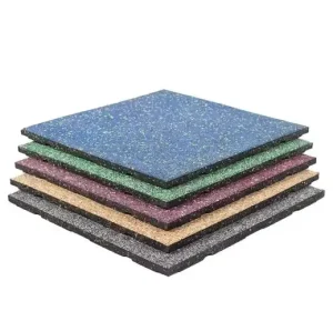 Rubber Gym Flooring Tiles for Weight Lifting, Outdoor, Anti-Slip, Interlocking, EPDM Granules, Shock Absorption