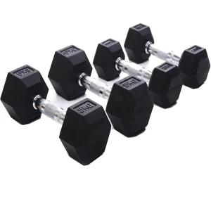 Rubber Hex Dumbbell Set