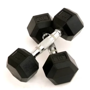 Rubber Hex Dumbbell Set 5-50 lbs/kg for Gym Fitness