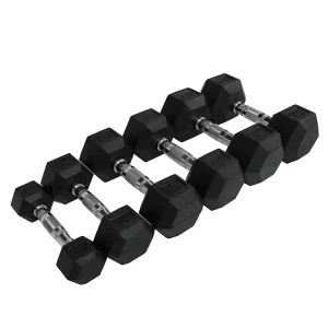 Rubber Hex Dumbbell Sets for Gym and Free Weight Training