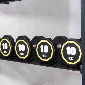 Rubber Hex Dumbbell with Chrome Handle for Gym Strength Training
