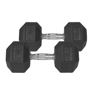 Rubber Hex Fixed Dumbbell Set for Home and Commercial Gyms, Anti-Roll and Ergonomic Grip